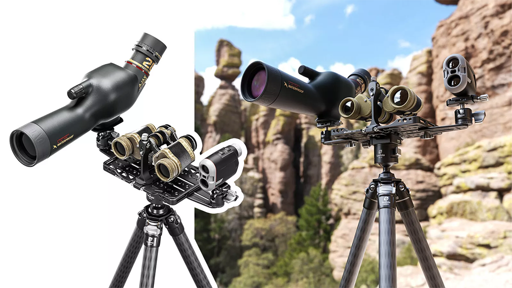Leofoto Foldable Binocular Rangefinder Rail with ARCA Swiss Base