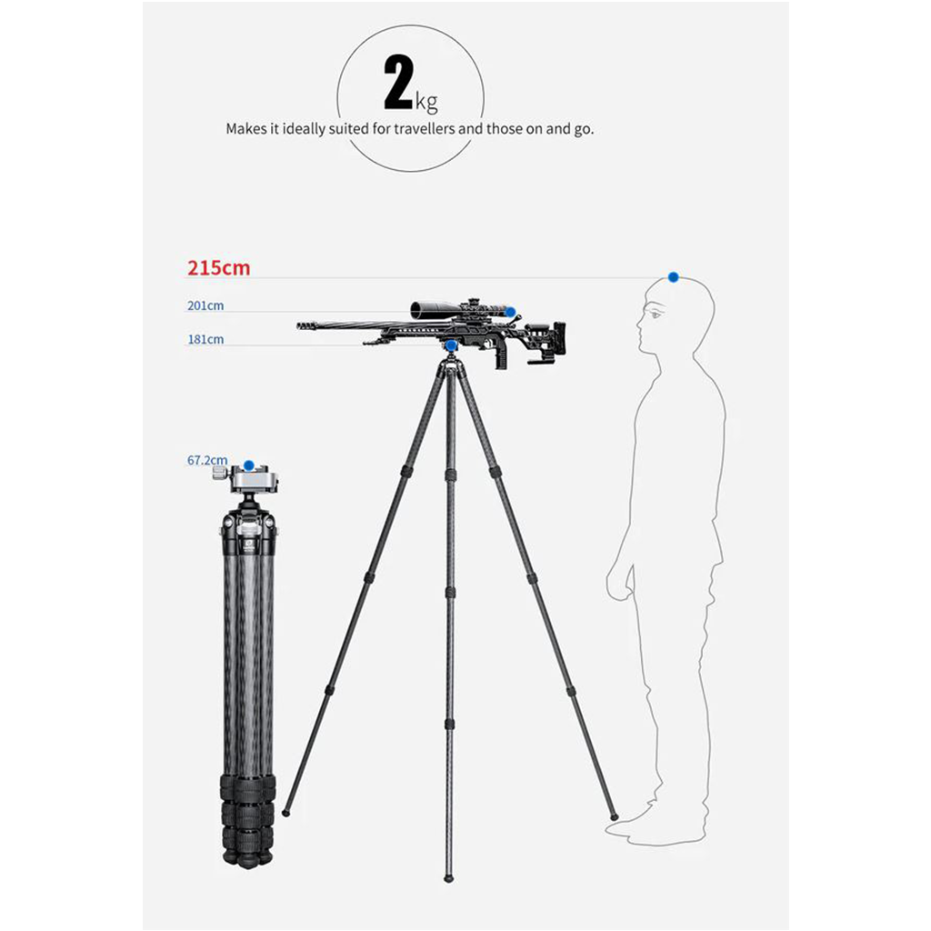 Leofoto SA-364C+MA-30 Tripod 1650mm 65" 4 Section Legs Carbon Fiber CF + Rapid Lock QR Ball Head Arca/Picatinny Compatible
